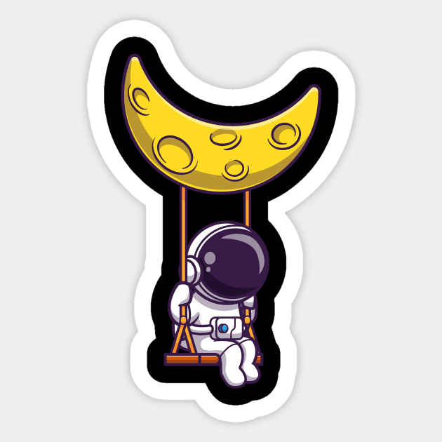 Astronaut Swing On The Moon Cartoon Sticker by Catalyst Labs